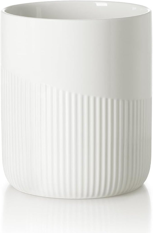 Onniyor Ceramic Kitchen Utensil Holder, 7" Large Stable Utensil Crock, Cooking Utensil Organizer for Counter, Kitchen Decor, spoon holder for countertop, Dishwasher Safe, White