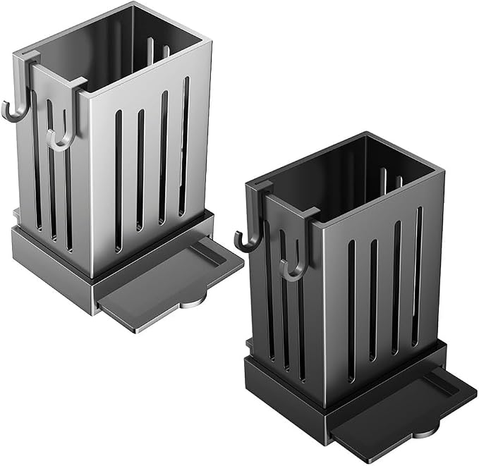 Wall Mounted Kitchen Cutlery Holder 4.7x3.3x2.4 Inch with Drip Tray Utensil Drying Rack Organizer for Spoons Forks Sponges Kitchen Sink Storage Box with Drain Pan(Black)