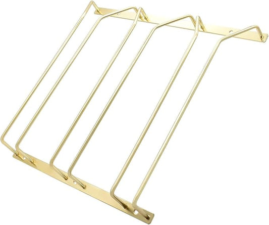 30.5cm Wine Glass Rack - Under Cabinet Stemware Wine Glass Holder Glasses Storage Hanger Metal Organizer for Bar Kitchen, Gold Finish (3 Rows, 1 Pack)