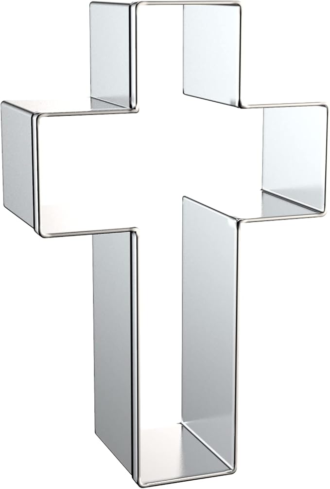 Cross Cookie Cutter Set Assorted Sizes - 5 Inch, 4 Inch, 3 Inch, 2 Inch - Cross Shaped Cookie Clay Cutter Biscuit Fondant Mold for Christian Religious Baptism Christmas Easter - 4 Pcs Stainless Steel