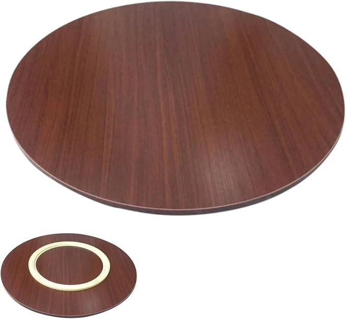 Round Lazy Susan Wooden Turntable For Kitchen Dining Table - 360° Rotating Serving Plate/Trays, With Base, Integrated Structure, It Can Be Rotated Directly On The Desktop (Color : Red-brown, Size :