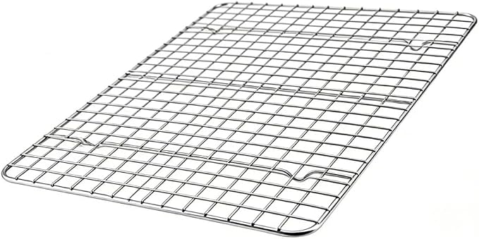 304 Stainless Steel Cooling Rack, Flat Baking Rack for Bread, Roasting, Grilling & More – Dishwasher Safe (Grid Pattern,25×19 cm (9.8×7.5"))