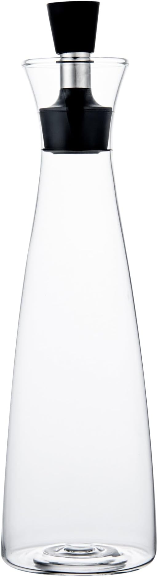 Restaurantware-Forma Professional 3 x 3 x 10.5 Inch Glass Oil Drizzler, 1 Borosilicate Olive Oil Dispenser - 17-Ounce Capacity, Stainless Steel Spout, Glass Bottle Dispenser, Silicone Cap, For Oils