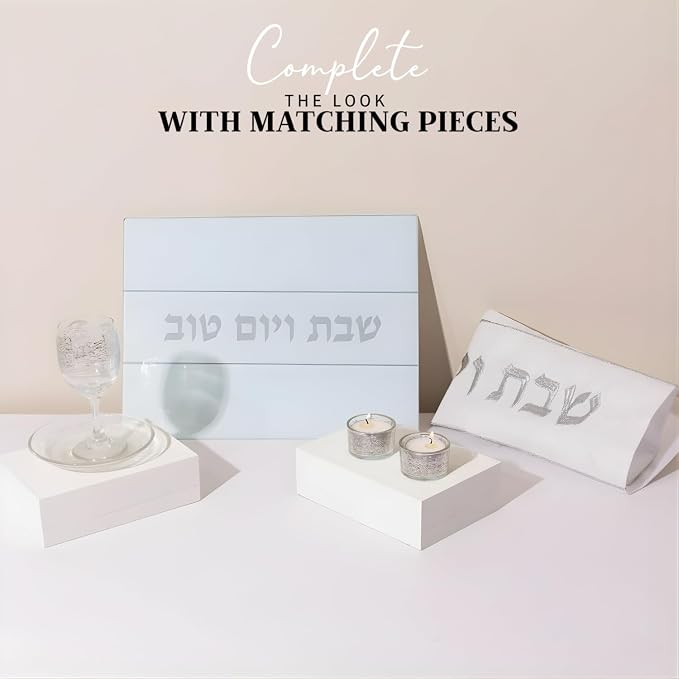 SURI Jerusalem Design Glass Shabbat Tea Light Candle Holder Set of 2 – Modern Judaica Home Décor