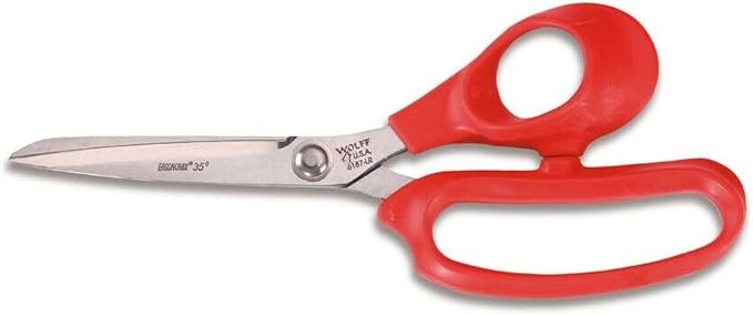 Wolff Professional Ergonomix Scissors/Shears Red, Offset - Made in USA Industrial, Fabric (Great for Large Hands)