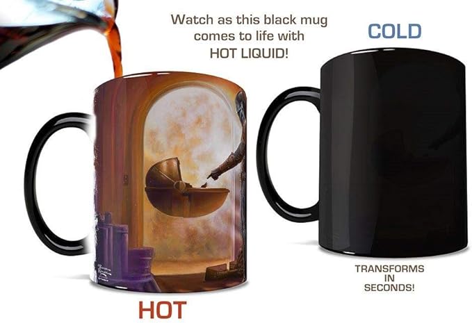Morphing Mugs Star Wars – The Mandalorian – Baby Yoda – Turning Point – Thomas Kinkade Studios - One 11 oz Color Changing Ceramic Mug – Image Revealed When HOT Liquid Is Added! MMUG1211