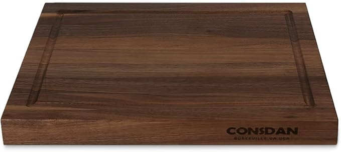 CONSDAN Walnut Cutting Board for Kitchen, USA Grown Hardwood, 16 x 12, with Invisible Inner Handle, Prefinished with Food-Grade Oil, Suitable for Kitchen Edge Grain, 1-1/2" Thick