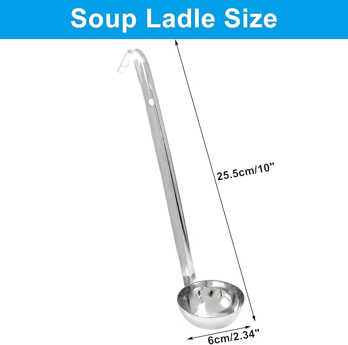 Piutouyar 3 Pcs 2 oz Soup Ladle Set, Stainless Steel Ladle with Long Hooked Handles Kitchen Cooking Serving Ladle Accessories for Cooking Soup Sauce Stews