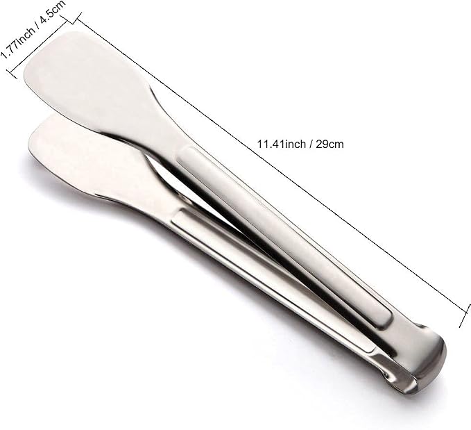 Tenta Tenta Kitchen Tongs Stainless Steel Buffet serving utensils Salad BBQ Tongs Heavy Duty Serving Food Tongs for Frying,Cooking,Clipping Toast Bread,Grilling,Pastry, Sandwich,12 Inch （3 Pack）
