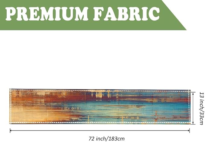 Niviy Brown Blue Wood Grain Linen Table Runner, 12x72 Inch Washable Table Runners Easy to Clean Kitchen Table Decor for Holiday Party Kitchen Dining Table Decoration