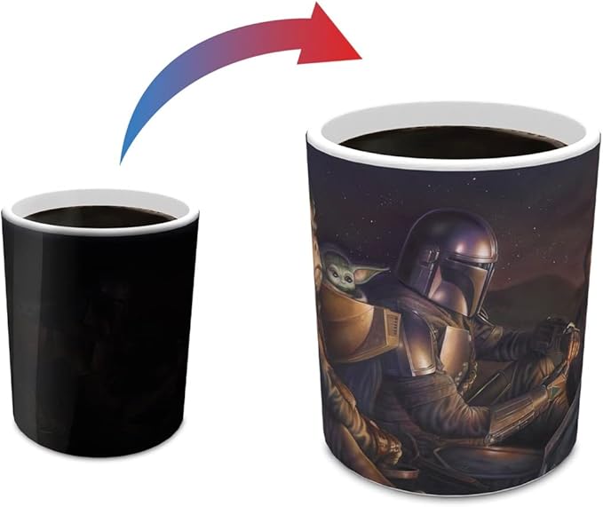 Morphing Mugs Star Wars – The Mandalorian – Uneasy Alliance – One 11 oz Color Changing Ceramic Mug – Image Revealed When HOT Liquid Is Added! MMUG1446