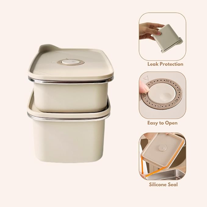 Mini Airtight Food Containers with Lids, Stainless Steel Bento Box, Microwave/Oven/Dishwasher Safe