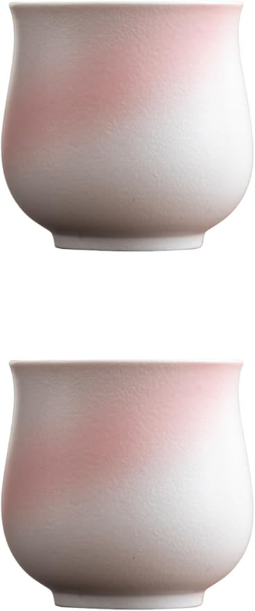 4-Oz Ceramic Espresso Cups Set - Multi-Color, Handle-Free Design for Home & Cafe | Dishwasher-Safe Stoneware Cups (Kiln turned pink, 2)