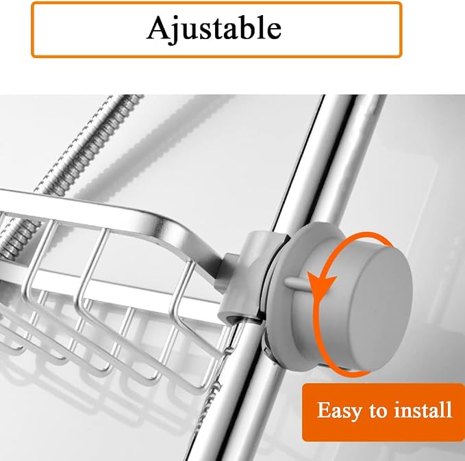 Kitchen Faucet Sponge Holder Sink Caddy Organizer Over Faucet Hanging Faucet Drain Rack for Sink Organizer (Silver-Double)