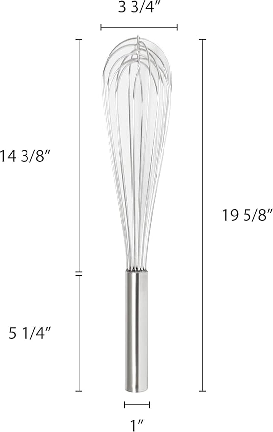 TrueCraftware- 20" Stainless Steel French Whip/Whisk- Kitchen Balloon Whisk Thick Wire Wisk Egg Frother for Cooking Blending Whisking Beating and Stirring