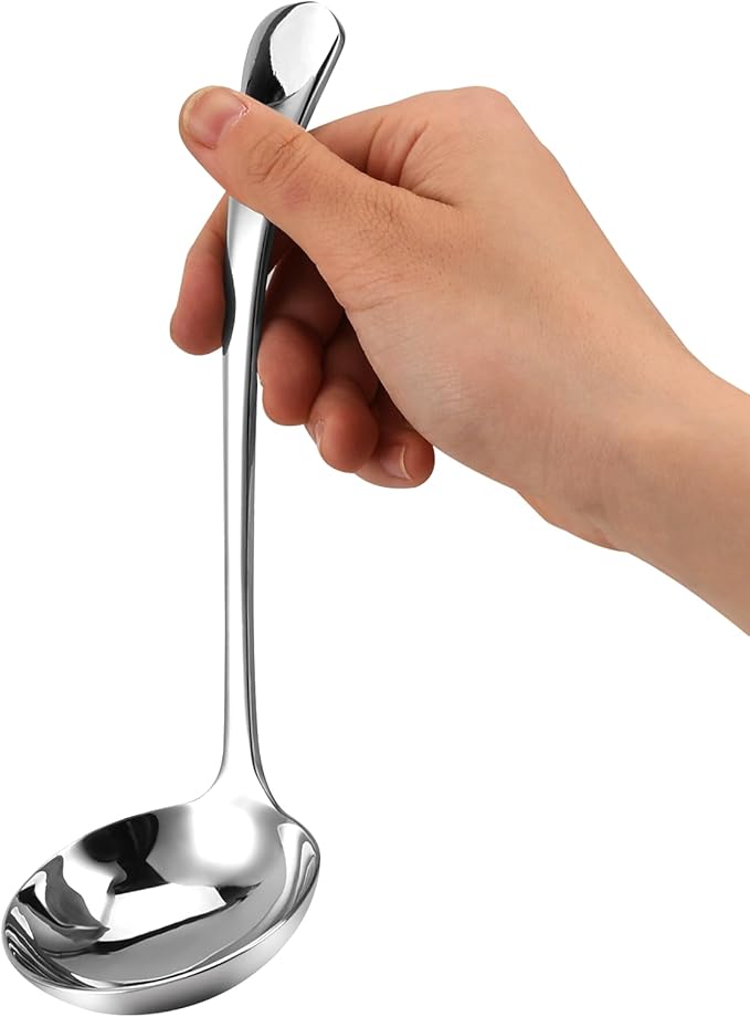 7.9'' Gravy Ladle Stainless Steel Silver Small Ladle Sauce Soup Ladles Mirror Polished Kitchen Utensil for Spooning Gravy Sauce Soup