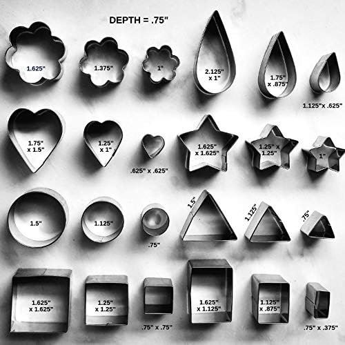 Ultra Cuisine 24pcs Mini Cookie Cutter Shapes Set - 100% Stainless Steel Small Molds To Cut Out Pastry Dough Pie Crust & Fruit - Steel Cutters Cut Tiny Heart Shapes - Bake Like A Pro For A Lifetime