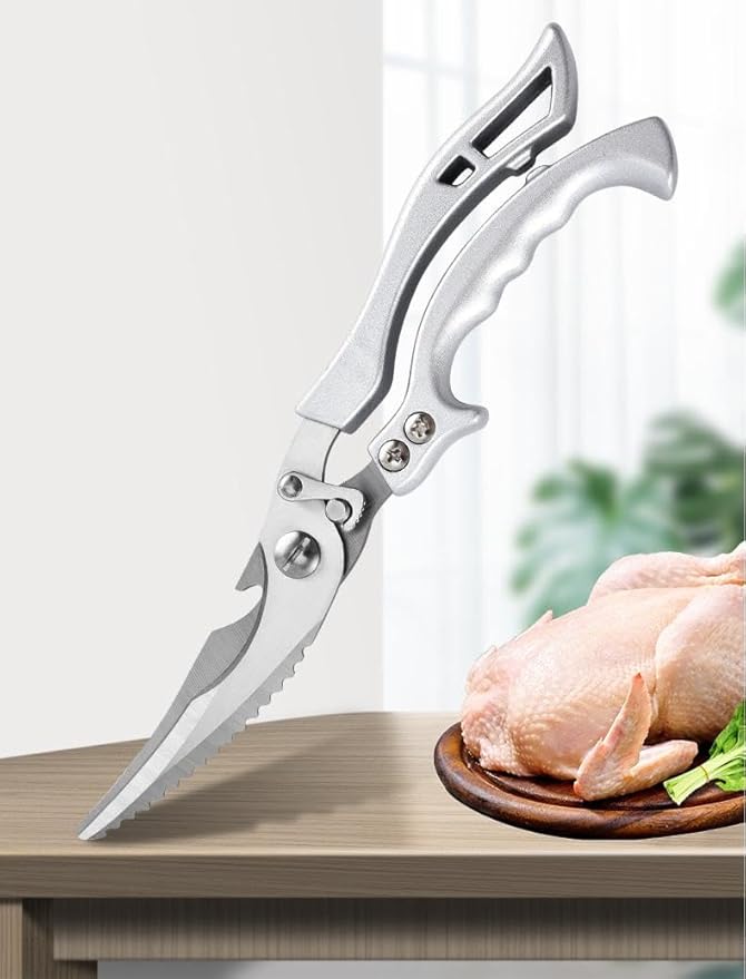 Heavy Duty Stainless Steel Kitchen Scissors, Professional Cooking and Poultry Shears for Bones, Turkey, Meat, Fish and Vegetables, 1-Pack