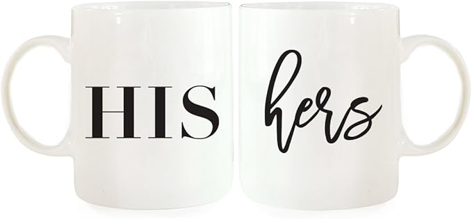 Andaz Press Funny Couples 11 oz Ceramic Coffee Mugs, His, Hers, His and Hers Coffee Mug Set of 2, Valentines Couples Mugs for Him and Her, Mr and Mrs Mugs, Couple Mugs for Husband and Wife
