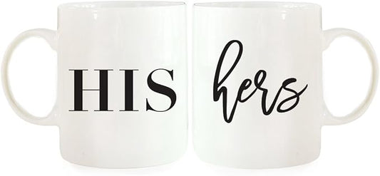 Andaz Press Funny Couples 11 oz Ceramic Coffee Mugs, His, Hers, His and Hers Coffee Mug Set of 2, Valentines Couples Mugs for Him and Her, Mr and Mrs Mugs, Couple Mugs for Husband and Wife