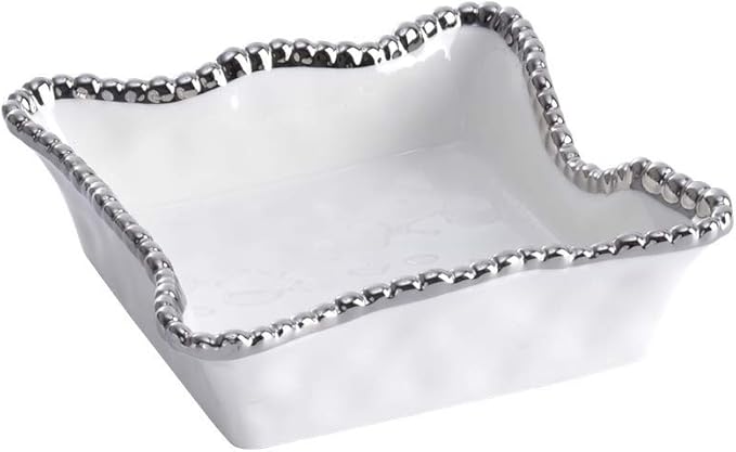 Pampa Bay Salerno Porcelain Cocktail Napkin Holder, White