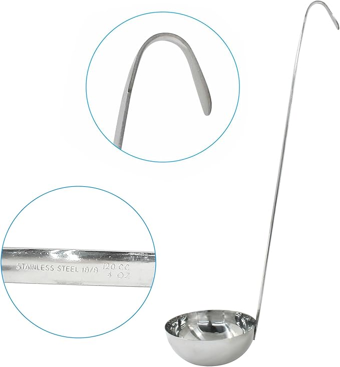 Zorfeter 3 Pcs 4 Oz Soup Ladle Set, Stainless Steel Ladles with Long Handles for Serving, Cooking, Stirring, Portioning Kitchen Restaurant Accessories