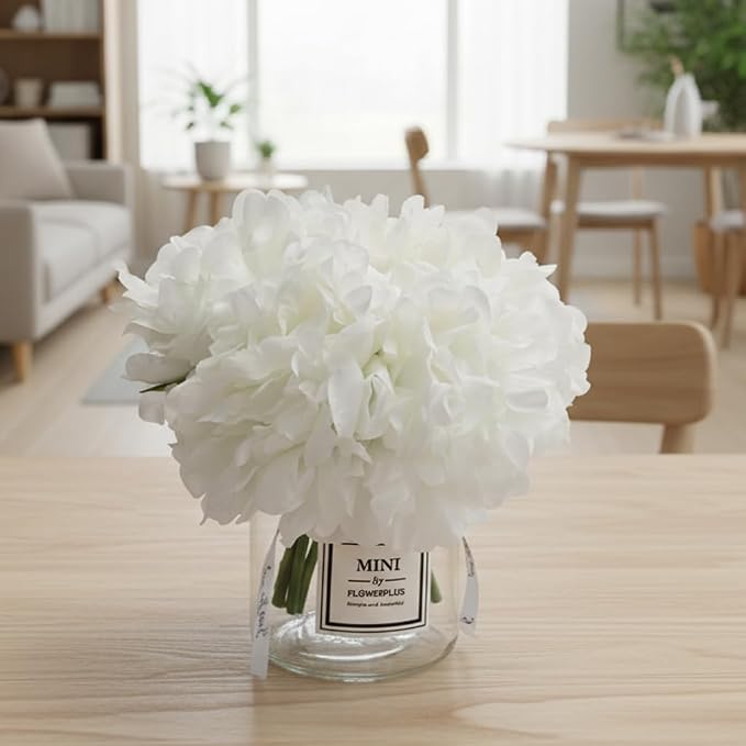LADADA Artificial White Peony Flowers in Vase,Wedding Bathroom Home Table Decor