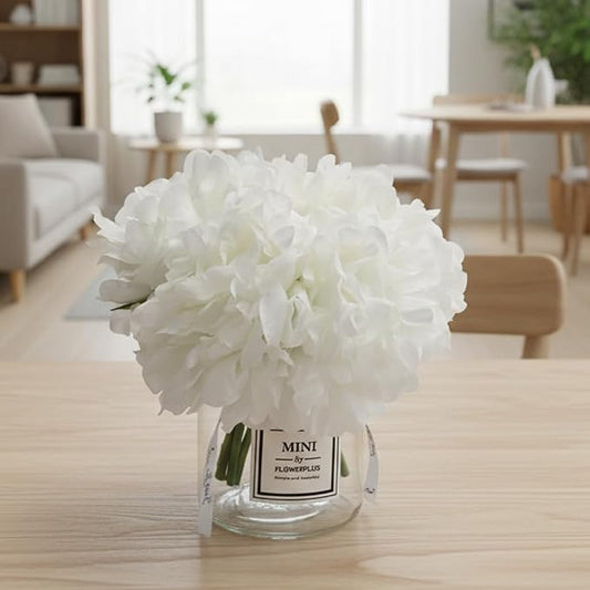LADADA Artificial White Peony Flowers in Vase,Wedding Bathroom Home Table Decor