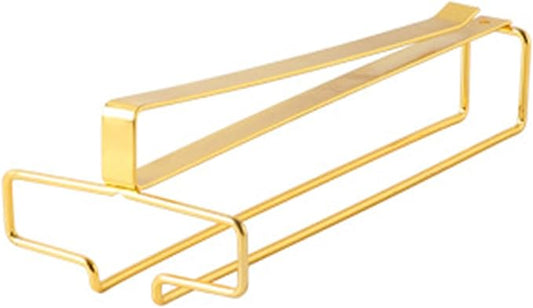 Wine Glass Rack, Storage Hanger Under Cabinet Stemware Rack, Heavy Duty Metal Hanging Wine Glass Rack, Industrial Wine Glass Rack, For Shelf Kitchen Bar Decor (Color : Gold)