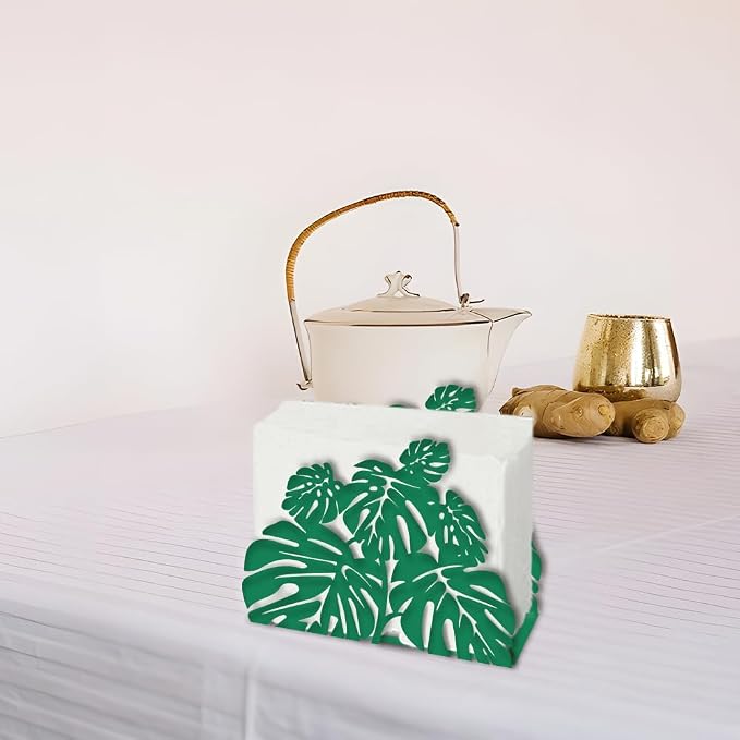 SUPERDANT Turtle Leaf Napkin Holder for Tables Green Plant Serviette Holders Metal Tissue Leaves Cocktail Paper Dispenser Practical Decoration for Kitchen Countertop Restaurant Dining Room Cafe
