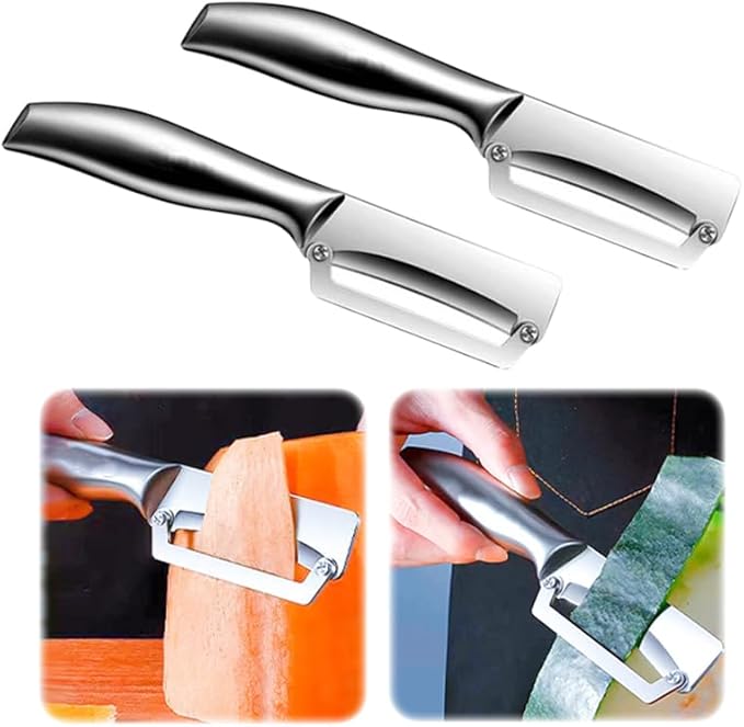 2 Pack Thick Vegetable Peeler - Sugarcane Pumpkin Peeling Knife - Ultra Sharp Stainless Steel Blades - Perfect Kitchen Peeler Effortlessly Peels Vegetables and Fruits (2 Pack)