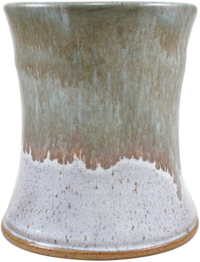 American Made Sage Green Stoneware Countertop Utensil Holder Crock 7" | Misty Meadow Handmade Pottery Collection