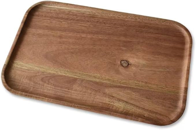 Wooden Server Trays,Acacia Wood Plate,Rectangular Dessert Platter for Cookie,Beef,Chicken,Dessert, Party, Food,Snack Appetizer, Kitchen Platter,Plates,Cheese Board (1)