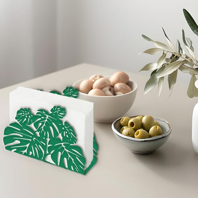 SUPERDANT Turtle Leaf Napkin Holder for Tables Green Plant Serviette Holders Metal Tissue Leaves Cocktail Paper Dispenser Practical Decoration for Kitchen Countertop Restaurant Dining Room Cafe