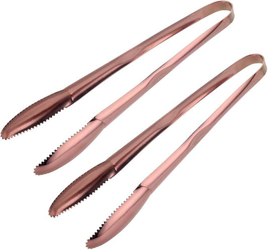 9 Inch Rose Gold Stainless Steel Serving Tongs, Set of 2