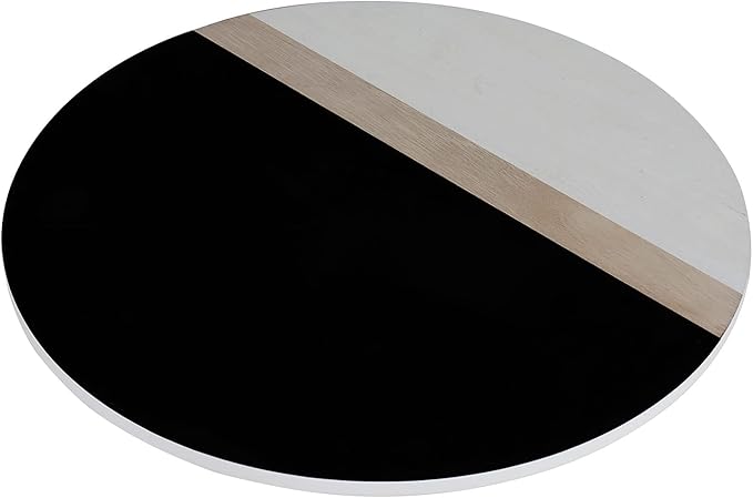 Hanna Roberts Lazy Susan Kitchen Turntable for Pantry Cabinet or Table, 14" (Black Brown White Stripe Design)