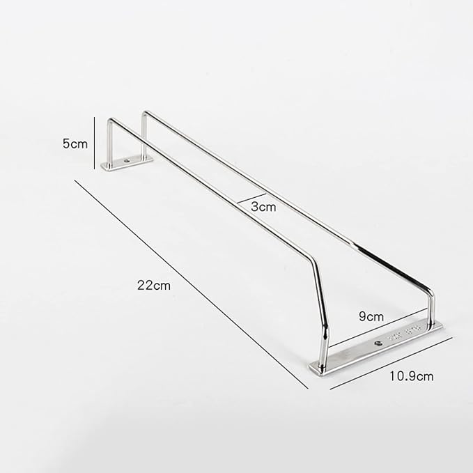 Wine Glass Rack 11/20/24inch Under Cabinet Wine Glass Holder, Stainless Steel Hanging Stemware Holder, Stemware Storage Drying Rack With Screws, Wall Mounted Hanging Rack Shelf
