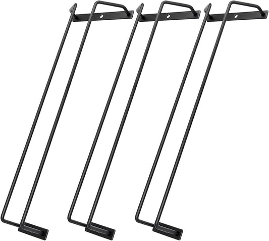 Stemware Racks 14 Inch Wine Glass Rack Under Cabinet Cupboard, Metal Stemware Holder Wine Glass Holder Wine Glass Hanger for Bar Kitchen Storage (Black, 3 Pack)