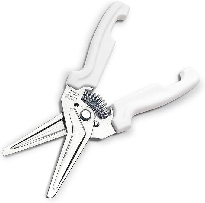 JERO Spring Assisted Kitchen Shears with Holder — Durable Stainless Steel Scissors for Herbs, Kitchen Tasks, Floral Trimming, Crafting — Made in Portugal by Jero Knife Company