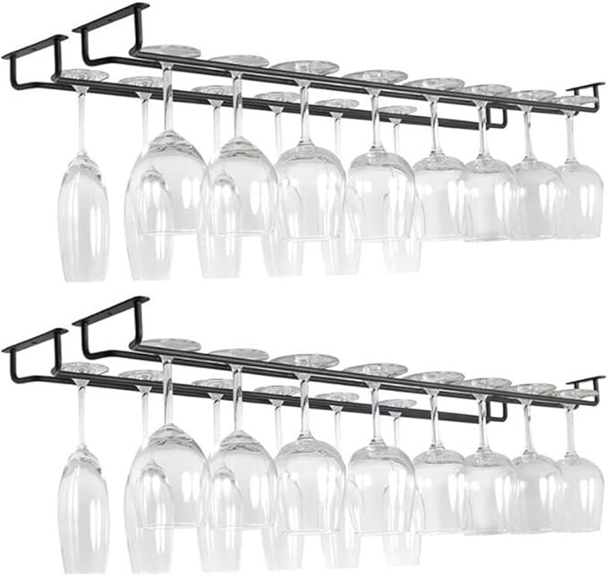 Hoshen 2 Pieces Single Slot Inverted Goblet Holder, Wine Glass Holder with Screws, Simple Hanging Glass Holder for Home Bar Cabinet, 15.7"/40CM