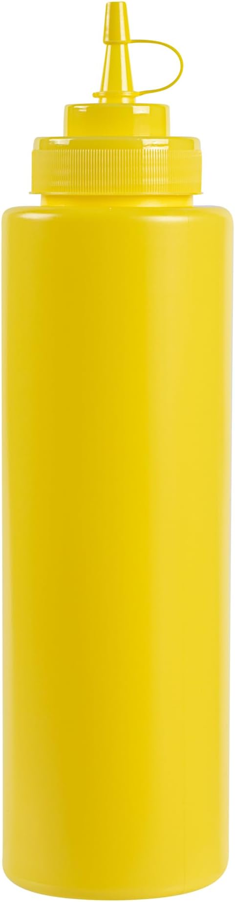 Restaurantware Plastic Squeeze Bottle 32 oz Wide Mouth Condiment Bottle With Cap Reusable Dishwashable Yellow Sauce Dispenser For Syrups, Ketchup, Mustard, Oil, Dressing, Honey, Art And Craft