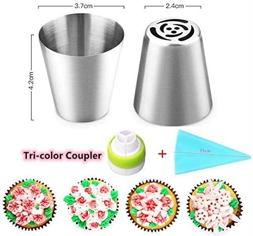 Russian Piping Tips Cake Decorating Complete Set, WOWDECOR 24pcs Baking Supplies Kit Icing Nozzles Flowers Shaped, Frosting Bags and Tips for Beginners Cookies Cakes Holiday Birthday Party Baking
