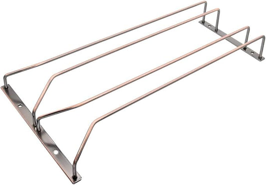40.5cm Copper Wine Glass Rack, Stemware Rack, Wire Hanging Rack, Under Cabinet Metal Wine Glass Holder (2 Rows, 1 Pack)