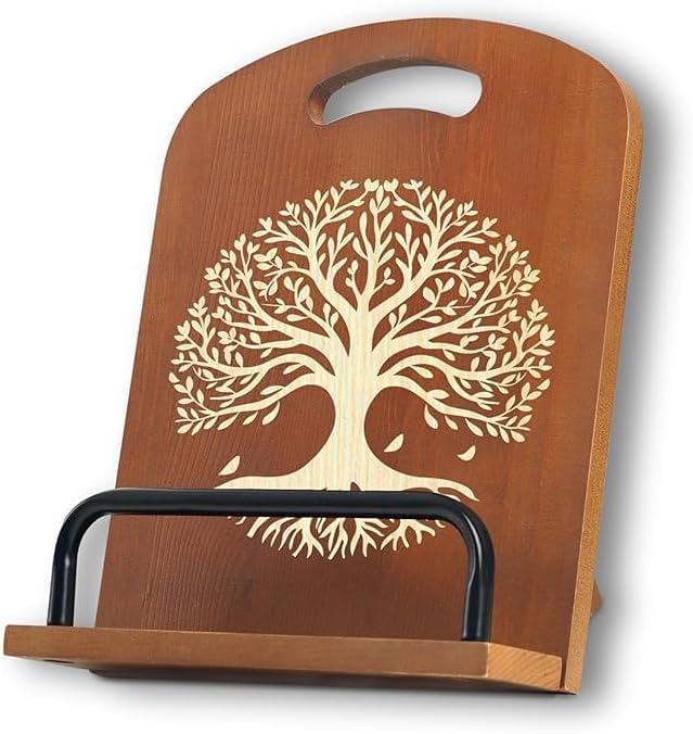 INNObeta Cookbook Stand for Kitchen Counter, Adjustable Tablet Recipe Book Holder, Perfect Gifts for Women, Mom, Grandma on Birthday, Unique Kitchen Decor, Tree of Life