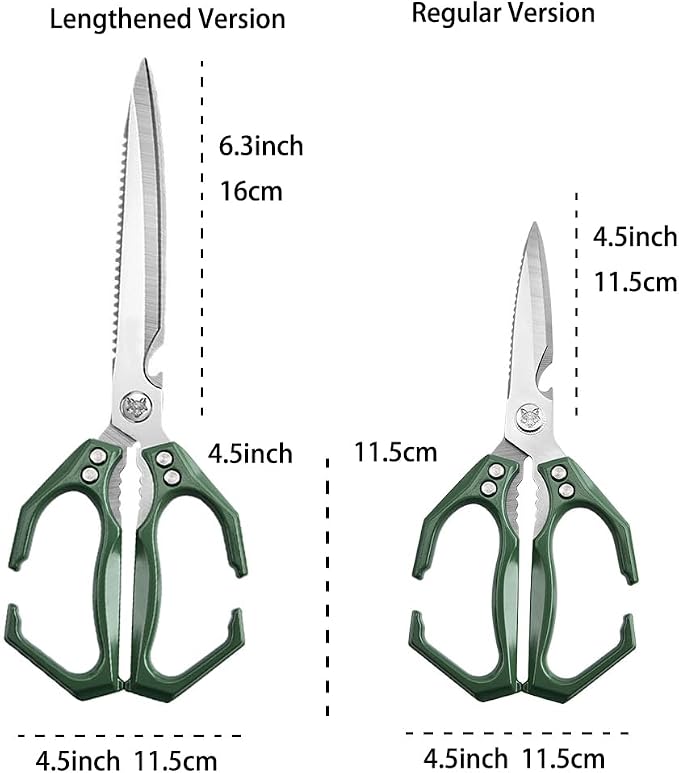 Extended Blade All Purpose Heavy Duty Kitchen Shears for Cooking BBQ, Ergonomi Roast Food Cutting Scissors Dishwasher Safe