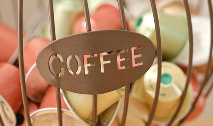 1PCS Coffee Pod Holder Iron Large Capacity K Cup Holder Espresso Coffee Capsule Storage Basket for Counter Coffee Bar Espresso Coffee Pod Organizer for Counter Fruit Bread Snacks Storage White