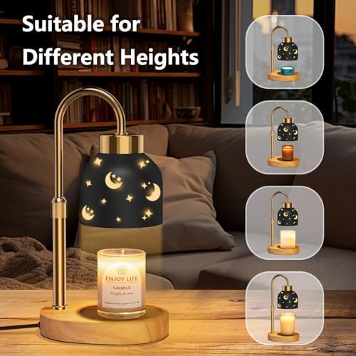seenlast Candle Warmer Lamp with 2 Bulbs, with Dimmer Adjustable Height,Mothers Day Gifts,Vintage Home Decor,2/4/8H Timer