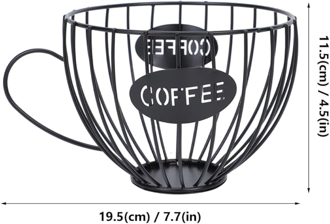 Cabilock 7.67X6.10X4.52 Inch Wrought Iron Fruit Storage Basket Cup Shaped Metal Snack Organizer with Handles for Kitchen Home and Restaurant