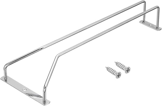 uxcell Wine Glass Rack Under Cabinet, 1Pcs 14-Inch Stemware Wine Glass Hanging Rack Stainless Steel Wine Glass Organizer Storage Hanger for Shelf Kitchen Bar Decor (Single-Row, Silver)
