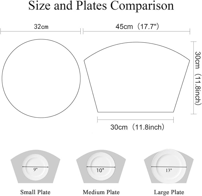 SHACOS Round Table Placemats Set of 7 Wedge Shaped Place Mat with Round Centerpiece Mat Heat Resistant Table Mats Washable (7, Gray White)